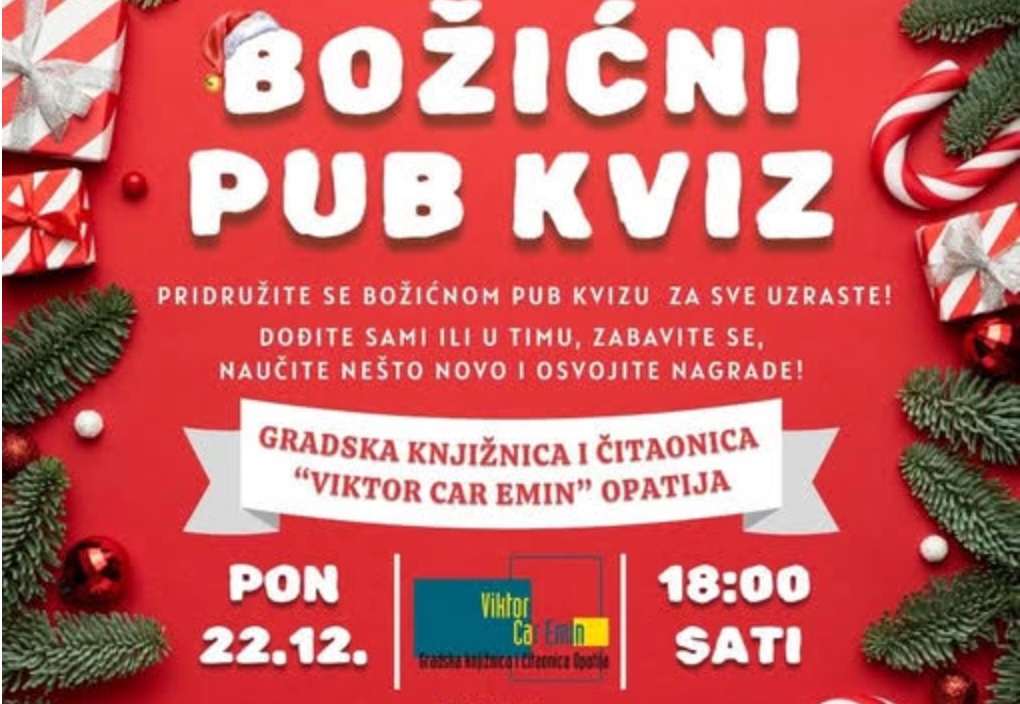 Prijavite se za Božićni pub kviz u opatijskoj knjižnici
